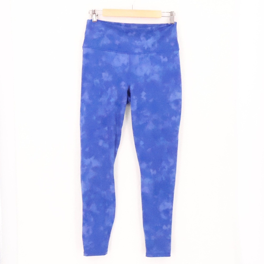 Fabletics‎ PowerHold High Waisted Leggings Womens Size L Blue Tie Dye Yoga Gym